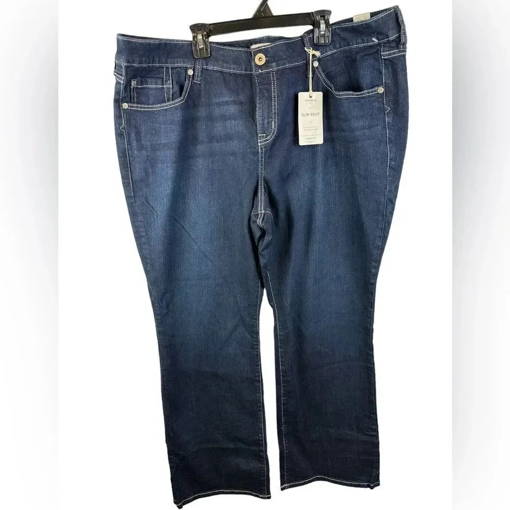 Torrid Blue Jeans Slim Boot 11966559 High Rise Stretch Size 22 S